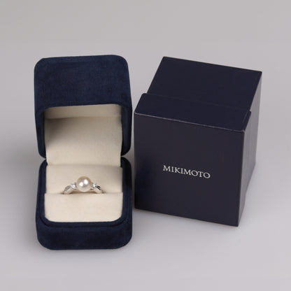 MIKIMOTO Brillant-Akoya Perle Ring  | 750er Weißgold | Damen |