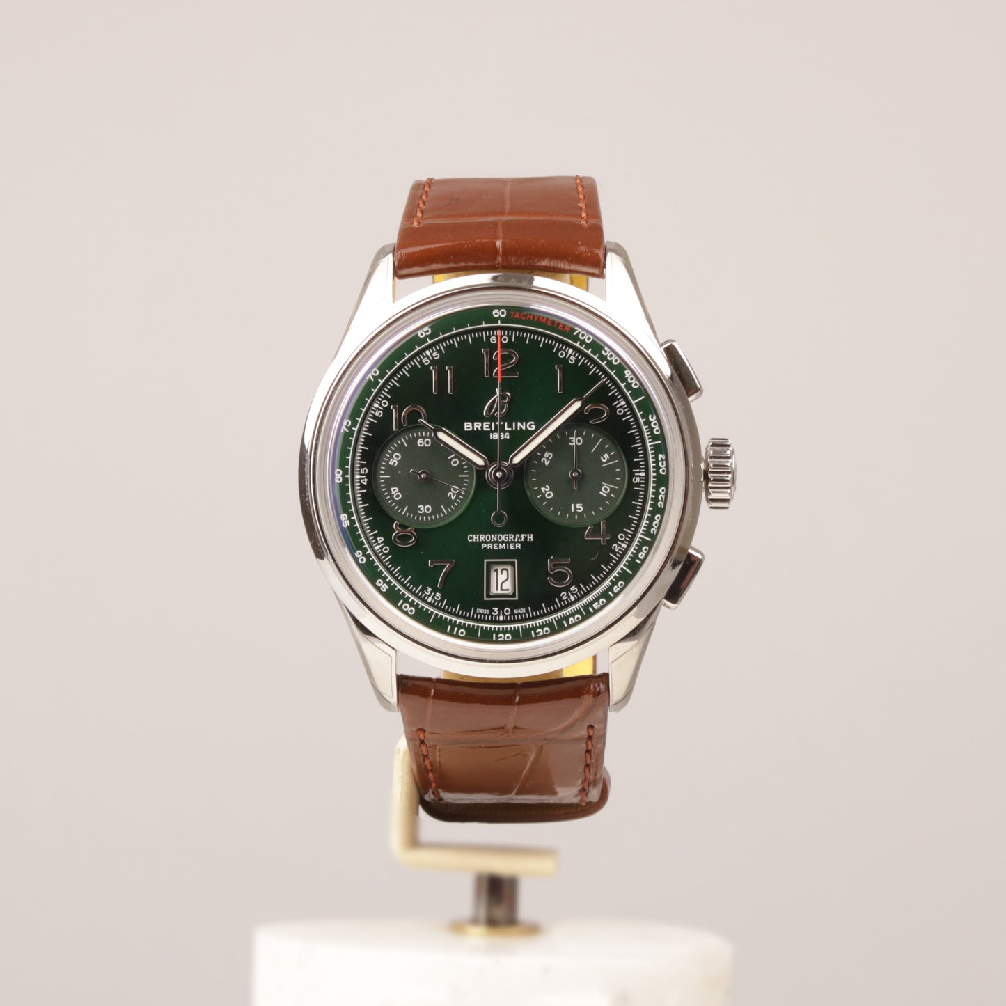 Breitling Premier B01 Chronograph AB0145 Edelstahl Lederband Box + Papiere