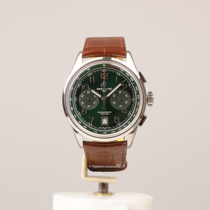 Breitling Premier B01 Chronograph AB0145 Edelstahl Lederband Box + Papiere