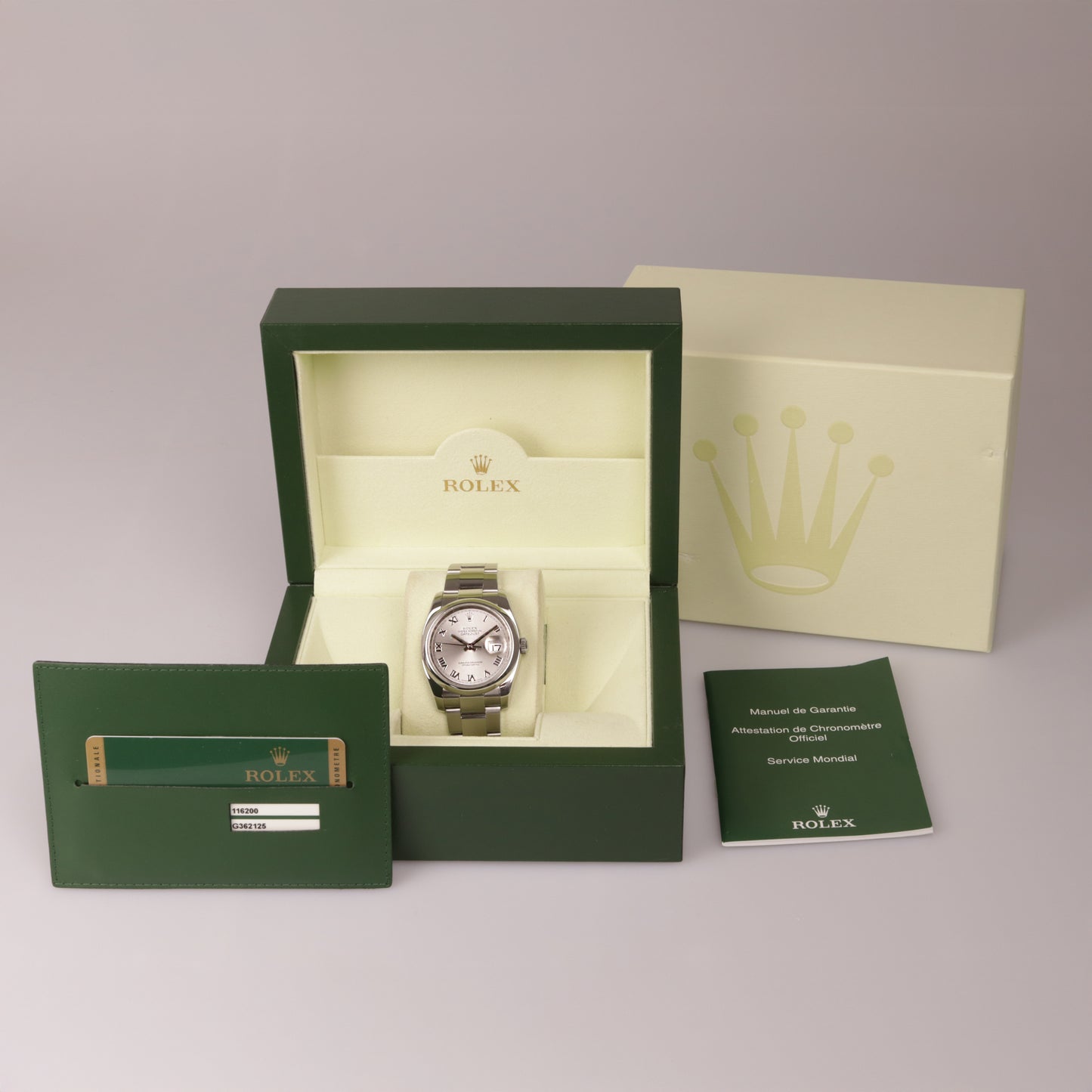 Rolex Datejust  | Edelstahl | Silbernes Zifferblatt | Referenz 116200 | ca. 2010  | 36 mm