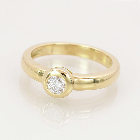 Solitär Ring 750/- Gelbgold HRD Zertifikat 0,26 ct H/P1