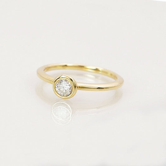 Solitär Ring 750/- Gelbgold HRD Zertifikat 0,26 ct G/VS1