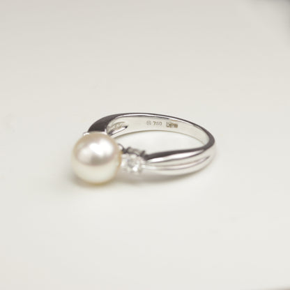 MIKIMOTO Brillant-Akoya Perle Ring  | 750er Weißgold | Damen |