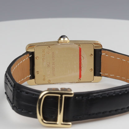 Cartier | Tank Américaine | Damen Uhr am Lederband mit Faltschließe | 750/- Gold