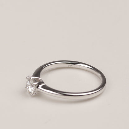 Solitär Ring 750/- Weißgold DPL Zertifikat 0,48 ct Brillant 4er Krappe