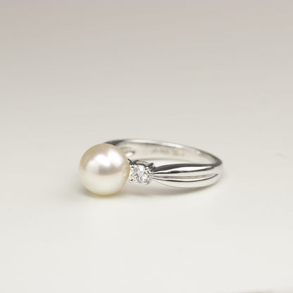 MIKIMOTO Brillant-Akoya Perle Ring  | 750er Weißgold | Damen |