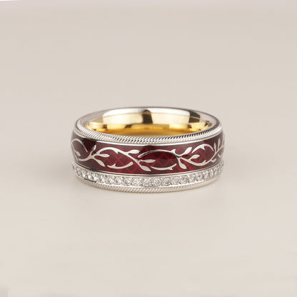 Wellendorff | roter Mohn | Drehring 750/- | instruierte-Fassung | ca. 0,55 ct Gvvs1 | Emaille