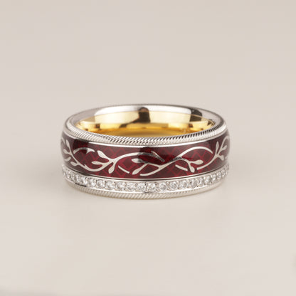 Wellendorff | roter Mohn | Drehring 750/- | instruierte-Fassung | ca. 0,55 ct Gvvs1 | Emaille