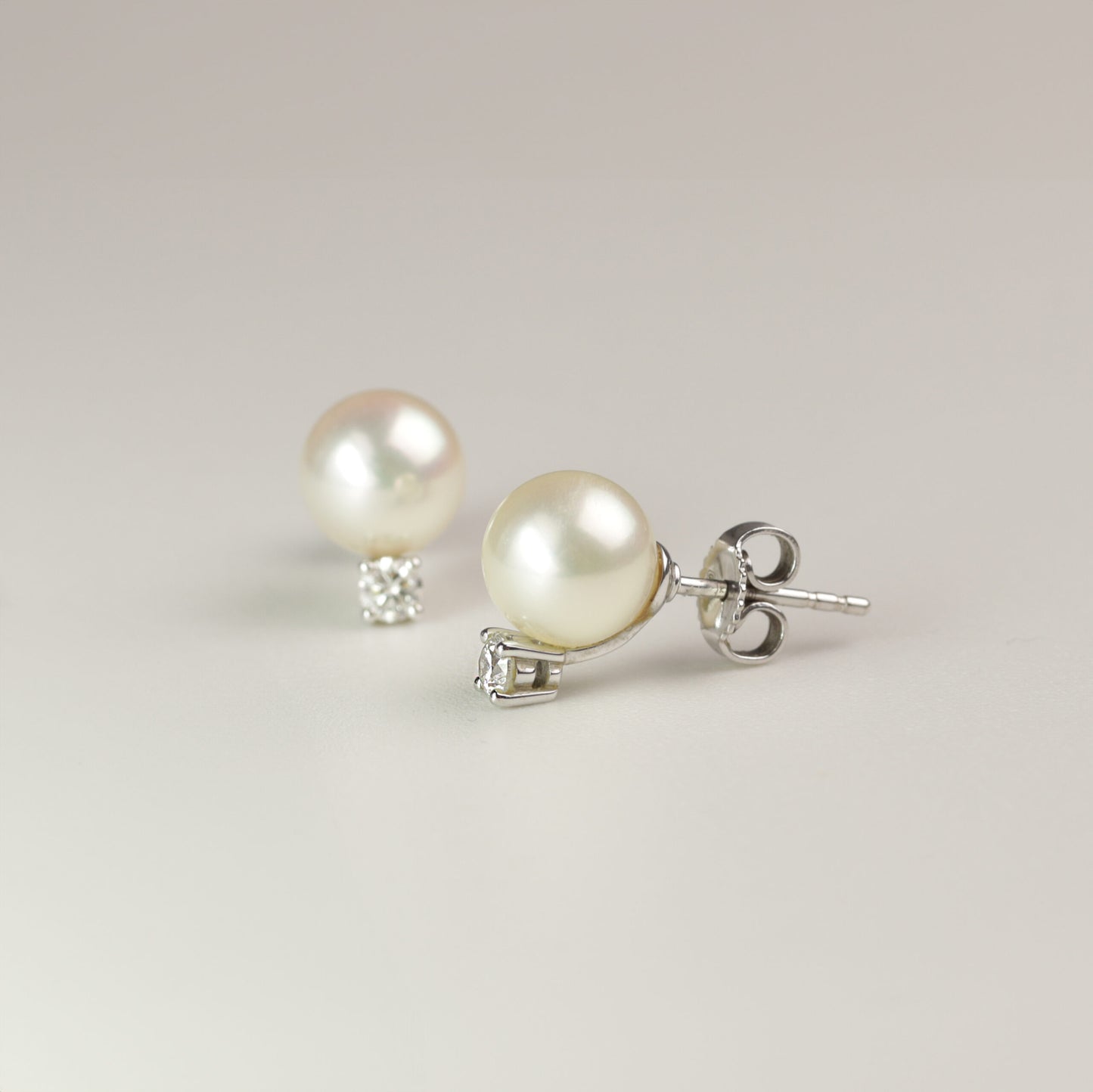 MIKIMOTO Brillant-Akoya Perle Ohrstecker  | 750er Weißgold | Damen |