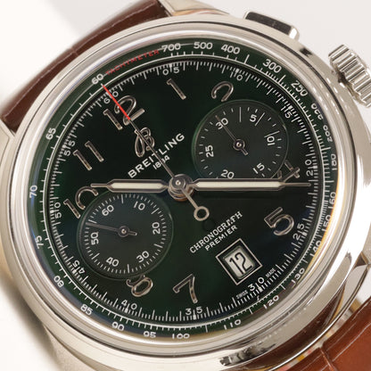Breitling Premier B01 Chronograph AB0145 Edelstahl Lederband Box + Papiere
