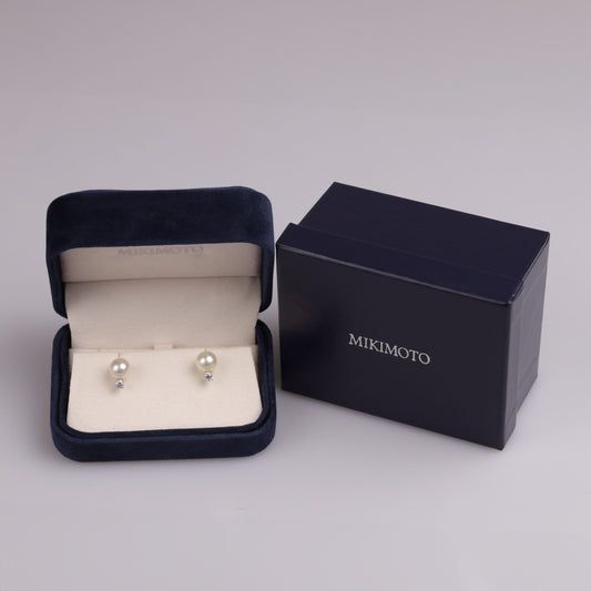 MIKIMOTO Brillant-Akoya Perle Ohrstecker  | 750er Weißgold | Damen |