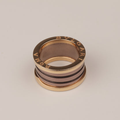 BULGARI Ring "B.ZERO1" 750er 4 Bandring mit 2 Spiralen Roségold Keramik braun