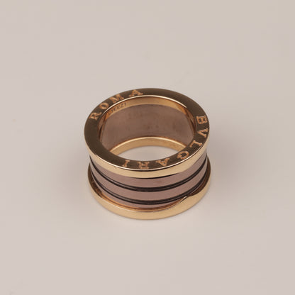 BULGARI Ring "B.ZERO1" 750er 4 Bandring mit 2 Spiralen Roségold Keramik braun