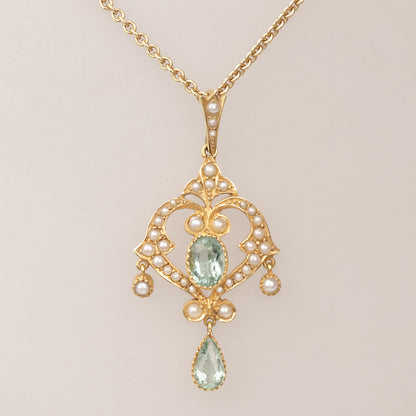Collier 750/- Gelbgold | Paraiba Turmalin mit kleinen Orientperlen