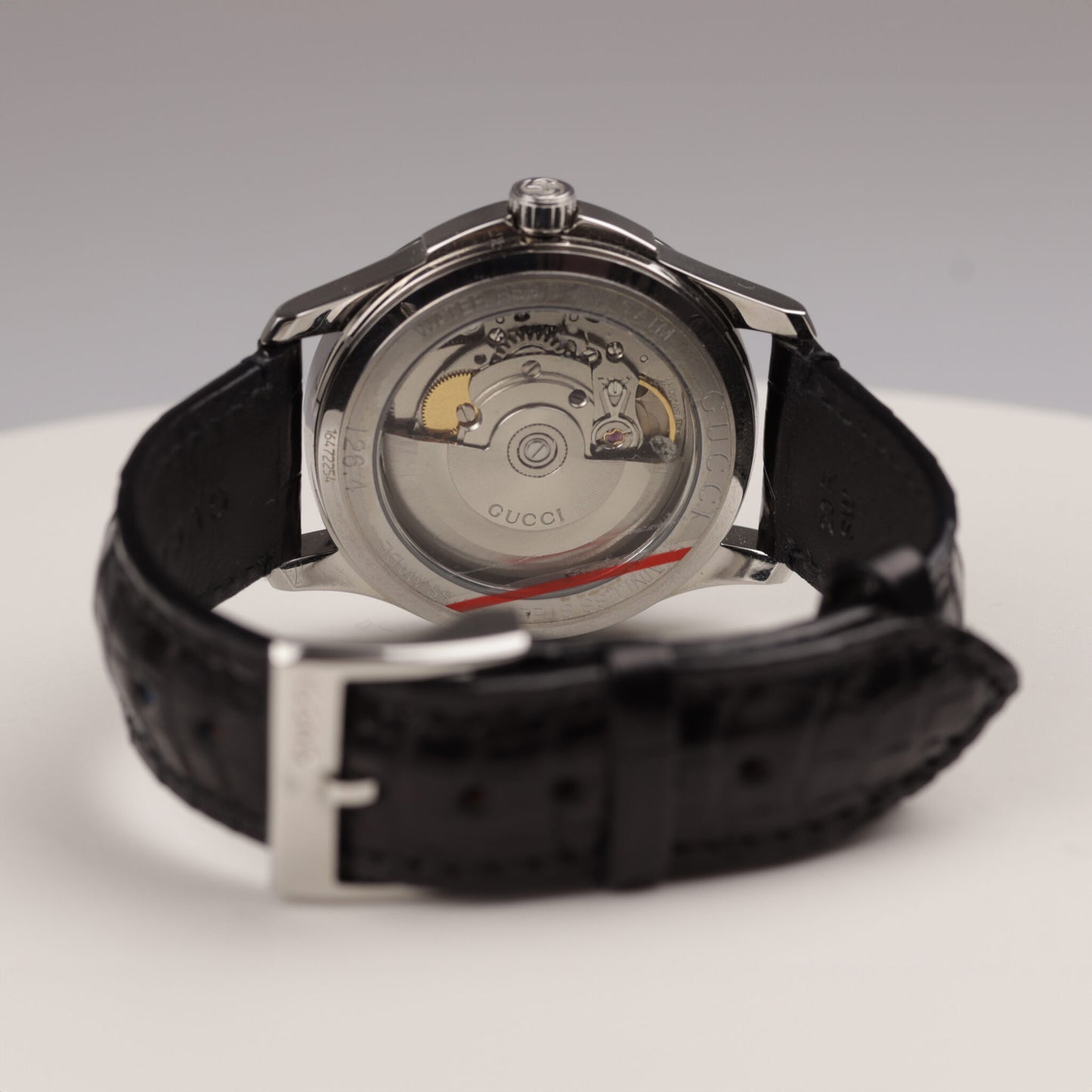 Gucci Uhr Automatik Stahl am Lederband Unisex