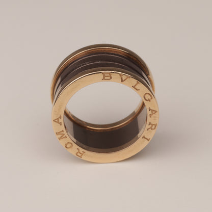 BULGARI Ring "B.ZERO1" 750er 4 Bandring mit 2 Spiralen Roségold Keramik braun