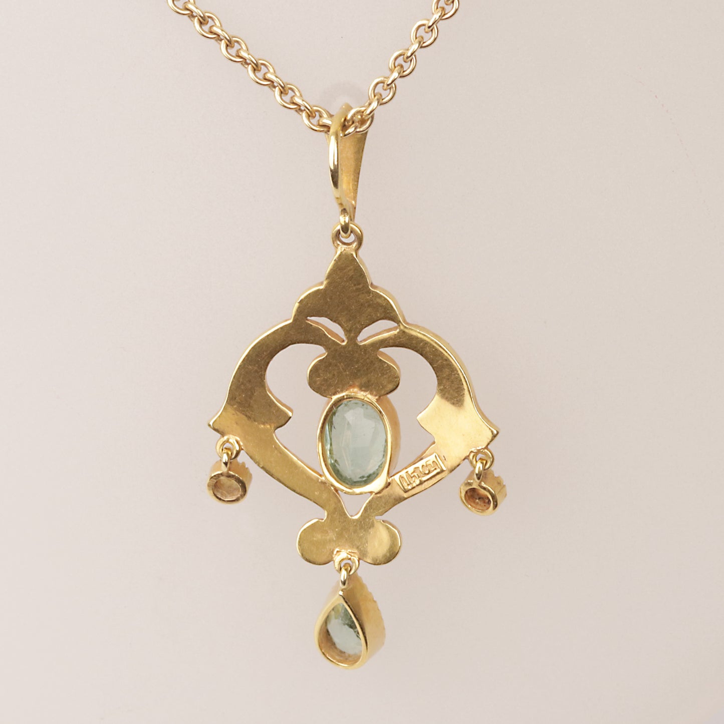 Collier 750/- Gelbgold | Paraiba Turmalin mit kleinen Orientperlen