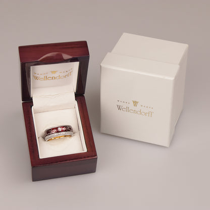 Wellendorff | roter Mohn | Drehring 750/- | instruierte-Fassung | ca. 0,55 ct Gvvs1 | Emaille