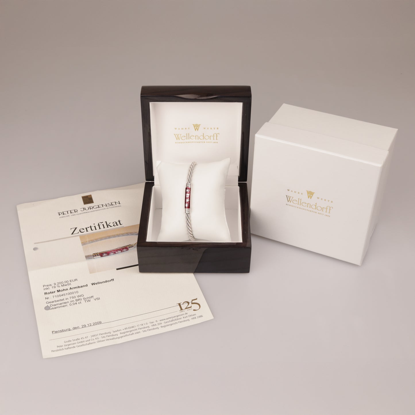 Wellendorff | roter Mohn | Armband 750/- | instruierte-Fassung | ca. 0,04 ct TW vs1 | Emaille
