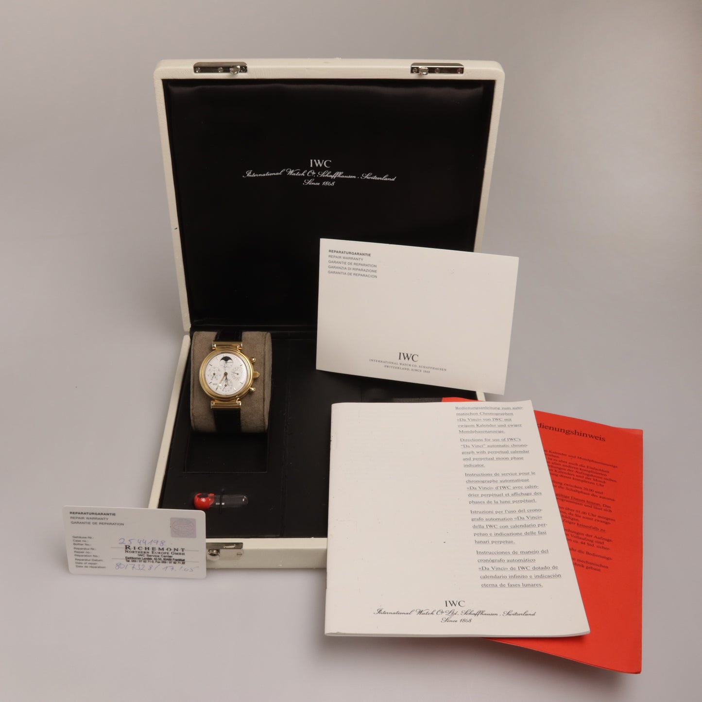 IWC Da Vinci 18 Karat Gelbgold Ref. IW3750 Box + Servicekarte  Chronograph