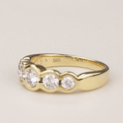 Alliance-Ring | 750/- Gelbgold | 5 Brillanten zusammen 0,80 ct Brillant | Zargenfassung