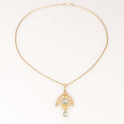 Collier 750/- Gelbgold | Paraiba Turmalin mit kleinen Orientperlen