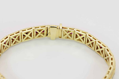 Brillant-Rubin-Armband ca. 2,40ct 750/- Gelbgold