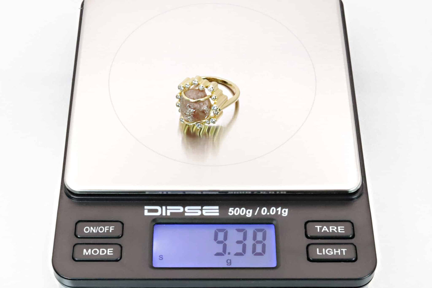 Rohdiamant-Brillant-Ring 750/-Gelbgold 0,70ct Diamant 0,55ct Brillant