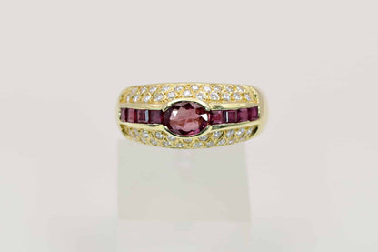 Rubin-Brillant-Ring 750/- Gelbgold ca. 0,60ct