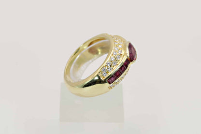 Rubin-Brillant-Ring 750/- Gelbgold ca. 0,60ct