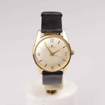 Zenit  Uhr am Lederband 1950er Jahre Gold plated Handaufzug