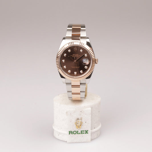 Rolex Datejust 41 Ref.126331 Box und Papiere 2018 Schoko Stahl/Roségold