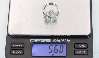 Diamant-Brillant-Ring 750/- Weißgold Tropfen Navette Brillant ca. 2,0 Carat TW-vs