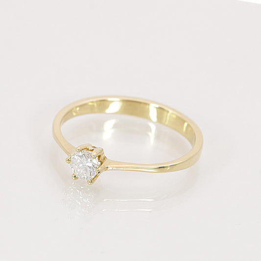 Solitär Ring 750/- Gelbgold HRD Zertifikat 0,25 ct Brillant