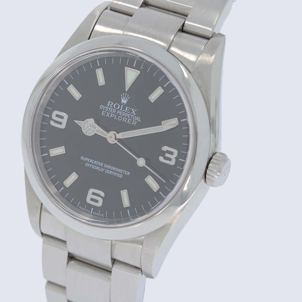 Rolex Explorer 2004 | Box und Papiere | Oyster | Schwarz | 114270 | Luxusuhr