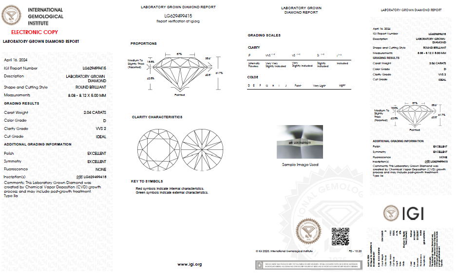 LAB-GROWN Diamant | 2,04 ct D-VVS2 | mit IGI Expertise