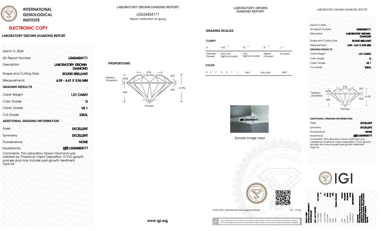 LAB-GROWN Diamant | 1,01 ct D-VS1 | mit IGI Expertise