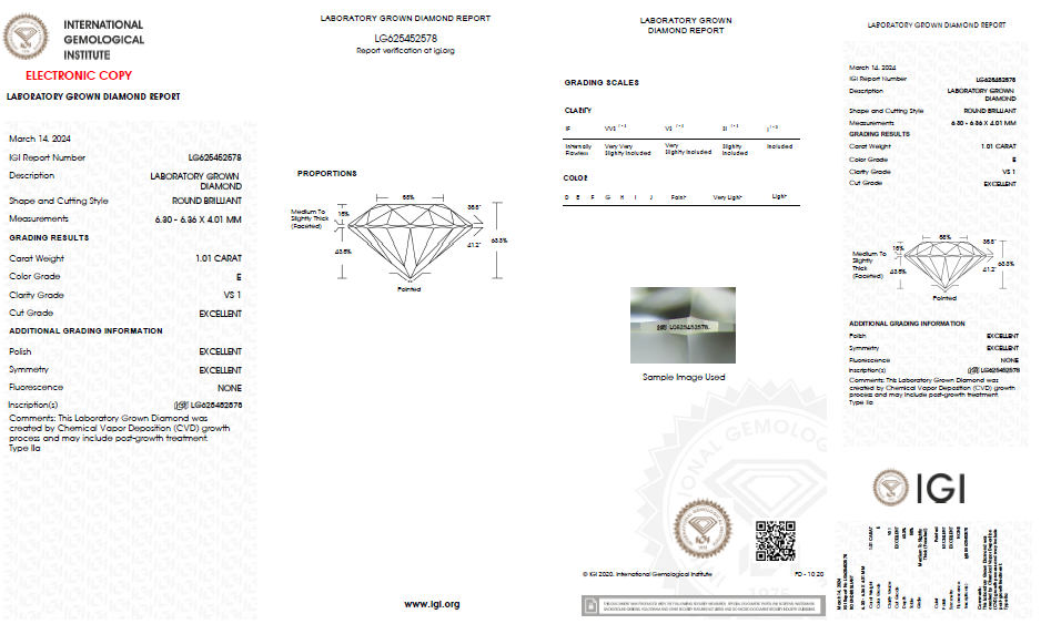 LAB-GROWN Diamant | 1,01 ct E-VS1 | mit IGI Expertise