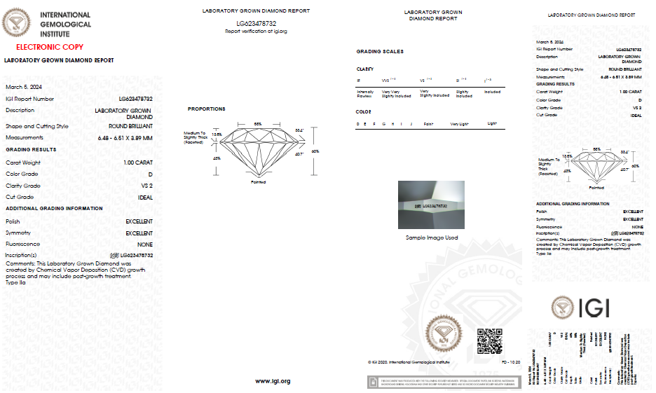 LAB-GROWN Diamant | 1,00 ct D-VS2 | mit IGI Expertise