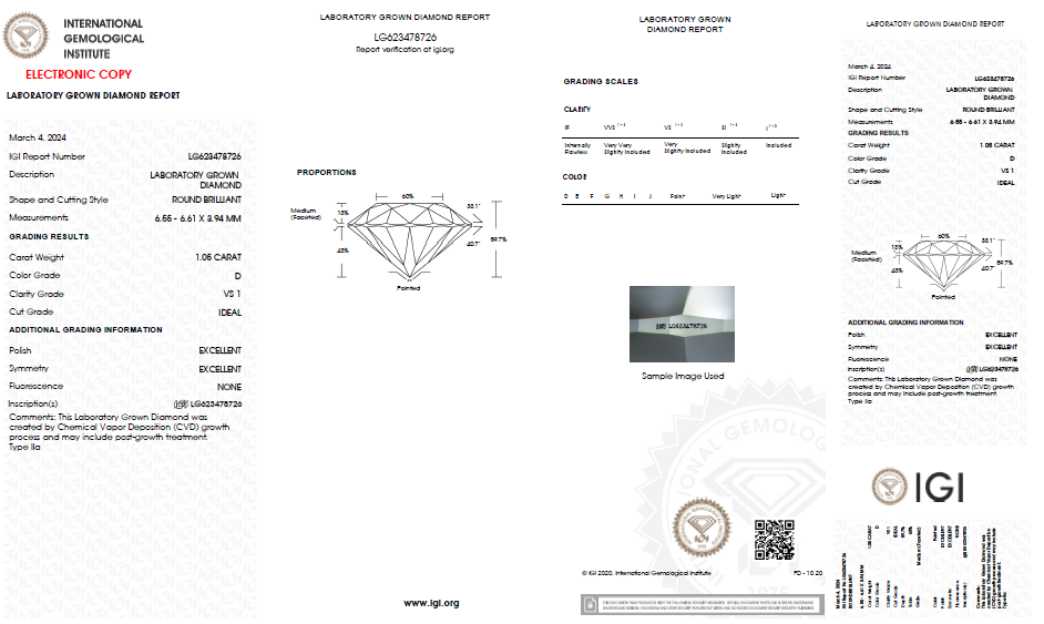 LAB-GROWN Diamant | 1,05 ct D-VS1 | mit IGI Expertise