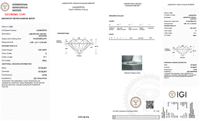 LAB-GROWN Diamant | 1,05 ct D-VS1 | mit IGI Expertise