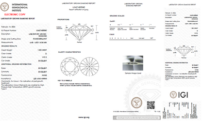 LAB-GROWN Diamant | 1,05 ct D-VVS2 | mit IGI Expertise