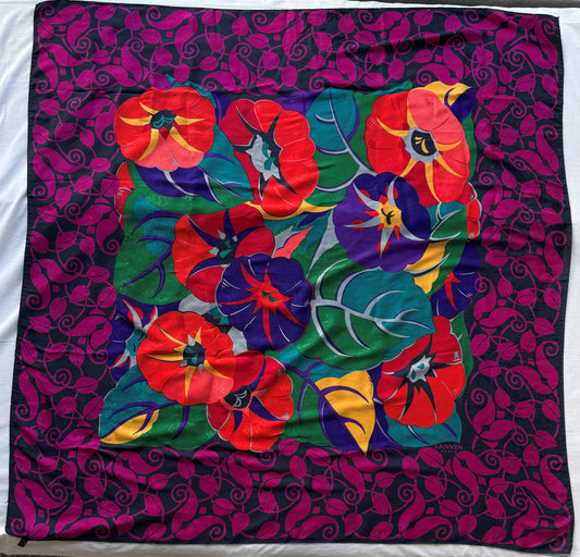 Lanvin Paris Seidentuch florales Motiv 140 cm x 140 cm