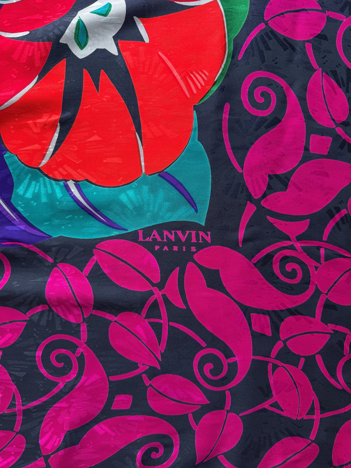 Lanvin Paris Seidentuch florales Motiv 140 cm x 140 cm