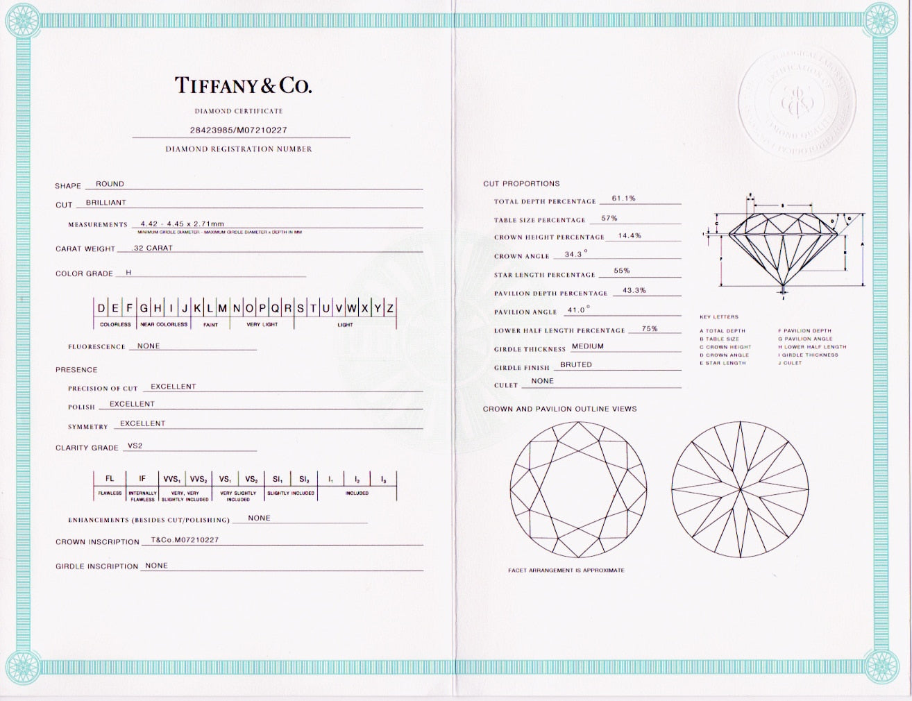 Original TIFFANY & Co. "Setting" Verlobung-Solitär-Krappen-Brillant-Ring 950er Platin