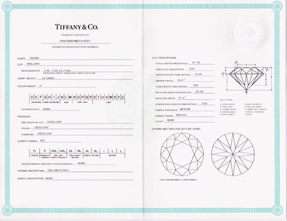 Original TIFFANY & Co. "Setting" Verlobung-Solitär-Krappen-Brillant-Ring 950er Platin