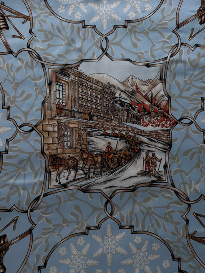 Van Laack Seidentuch "Winter"  85 cm x 84 cm hellblau/weiß