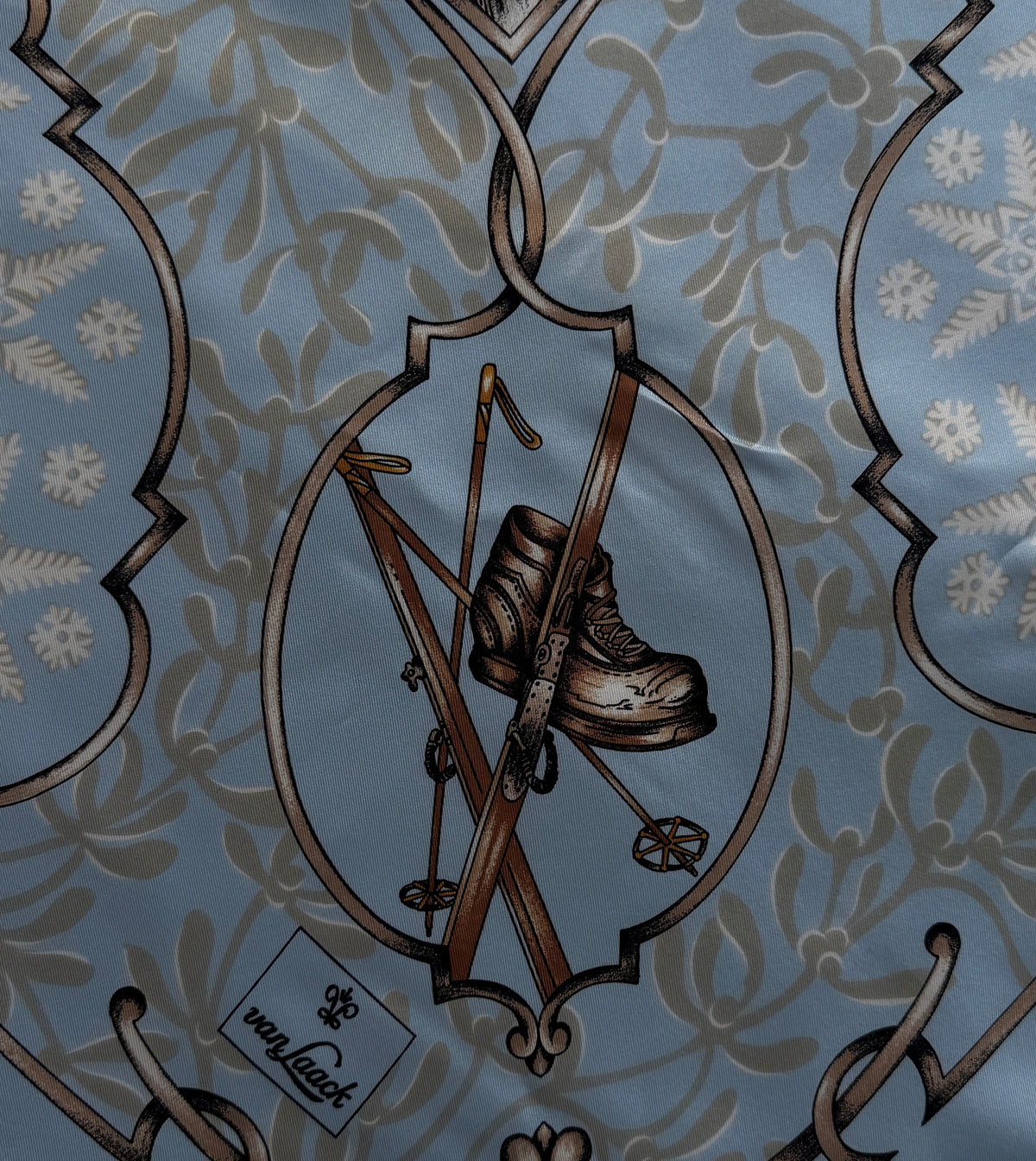 Van Laack Seidentuch "Winter"  85 cm x 84 cm hellblau/weiß