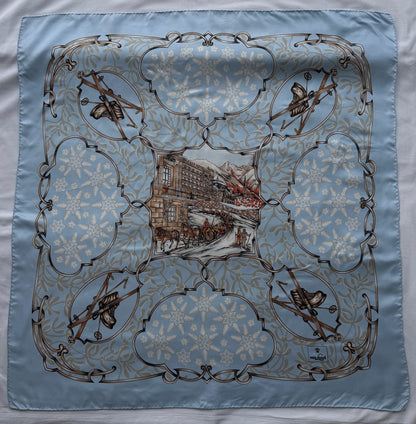 Van Laack Seidentuch "Winter"  85 cm x 84 cm hellblau/weiß